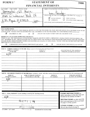 Florida Financial Interests Form 1