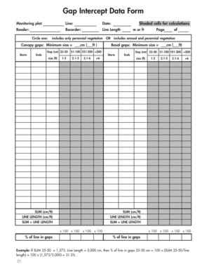 Gap Intercept Data Form