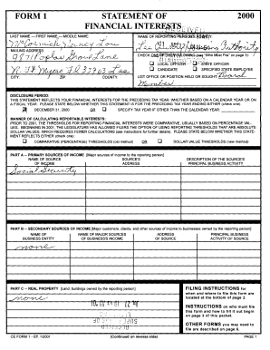 Florida Financial Disclosure Form 1