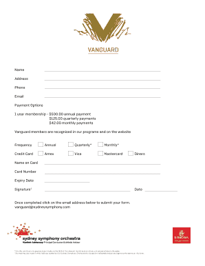 Vanguard Membership Payment Form
