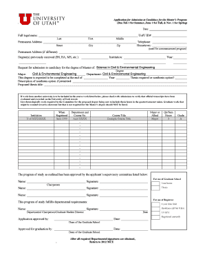 Application for Admission to Candidacy for Master’s Program