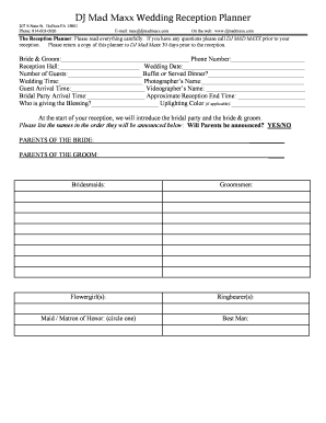 Wedding Reception Planner