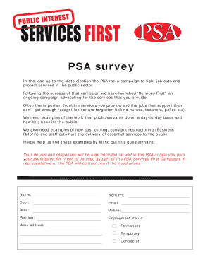 Services First Campaign Questionnaire