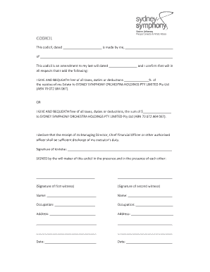Codicil to Last Will