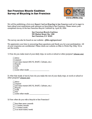 San Francisco Bicycling Survey