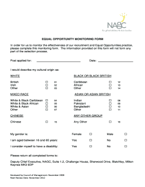 Equal Opportunity Monitoring Form