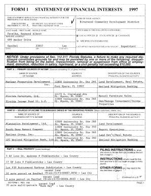 Florida Statement of Financial Interests 1997