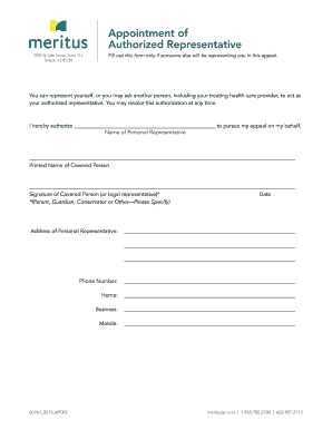 Appointment of Authorized Representative