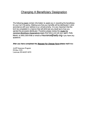Beneficiary Designation Change Request