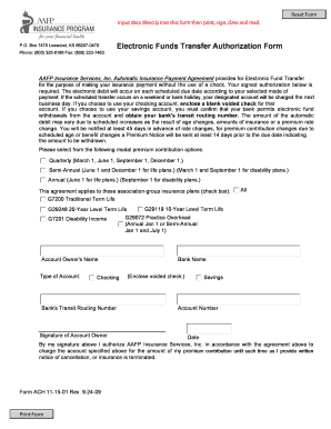 AAFP Insurance Services Electronic Funds Transfer Authorization Form
