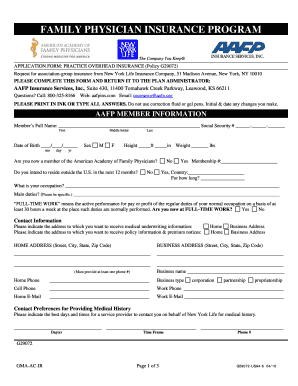 Practice Overhead Insurance Application Form