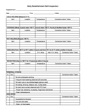 Kansas Food Safety Self-Inspection Form