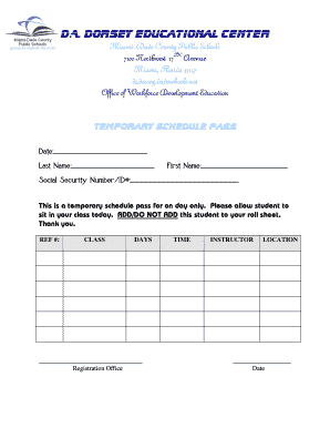Temporary Schedule Pass