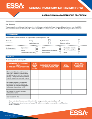 Clinical Practicum Supervisor Form
