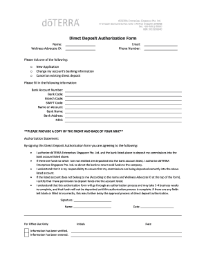 Direct Deposit Authorization Form