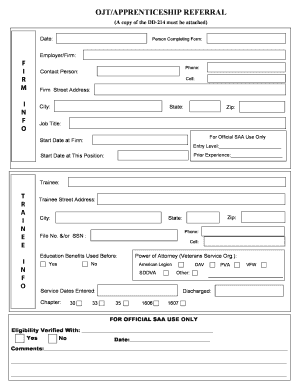 OJT Apprenticeship Referral Form