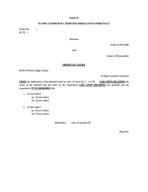 Community Disputes Resolution Tribunal Order