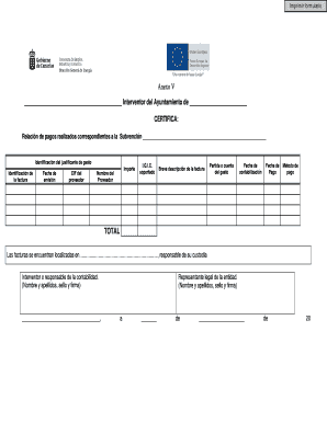 Certificado de Pagos de Subvención