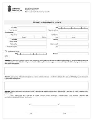 MODELO DE DECLARACION JURADA