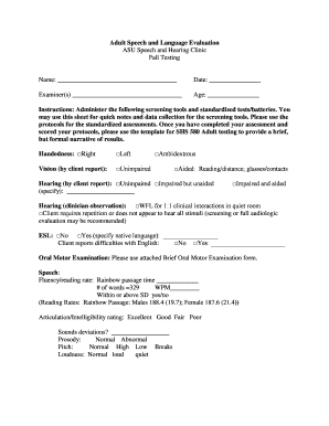 Adult Speech and Language Evaluation Form