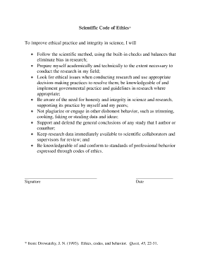 Scientific Code of Ethics Agreement