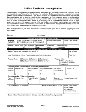 Uniform Residential Loan Application