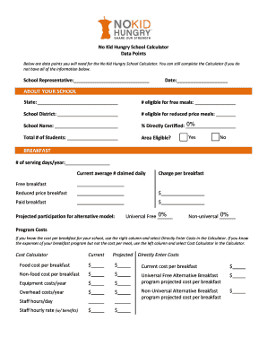 No Kid Hungry School Calculator