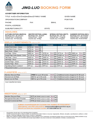 JINGLUO BOOKING FORM - acupuncture org