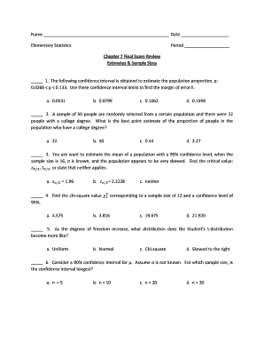 Elementary Statistics Final Exam Review