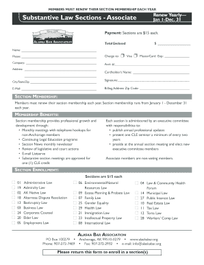 Alaska Bar Association Section Membership Renewal Form