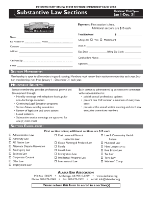 Alaska Bar Association Section Membership Renewal Form