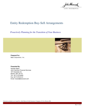 Life insurance contract sample - Entity Redemption Buy-Sell Arrangements - Concept Navigator