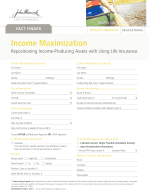 Wealth Transfer Income Maximization Form