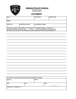 Urbana Police Division Statement Form
