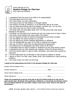 Student Pledge for iPad Use