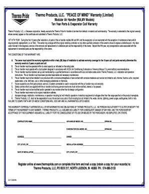 Thermo Products Limited Warranty