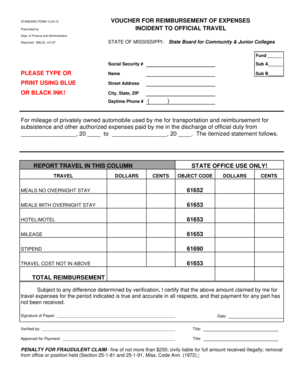 Mississippi Travel Expense Reimbursement Form