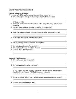 Legal Wellness Assessment Form