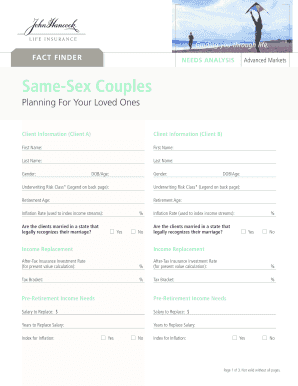 Same-Sex Couples Needs Analysis Form