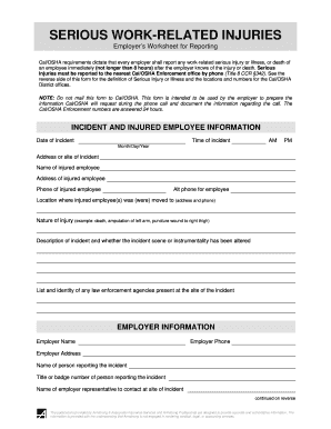 California Serious Injury Report Form