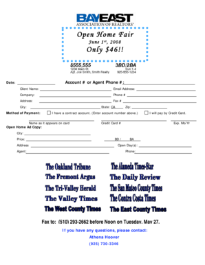 Open House Advertisement Form