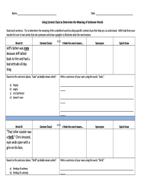 Vocabulary Worksheet
