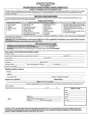 Montana Death Certificate Application