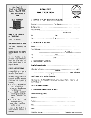 LRA Form 7.17 Request for Taxation