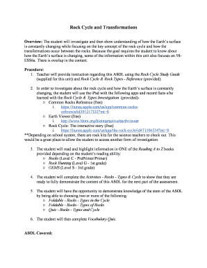 Rock Cycle Investigation Worksheet