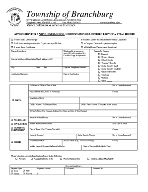 New Jersey Vital Record Application