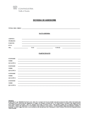 SCHEDA DI ADESIONE