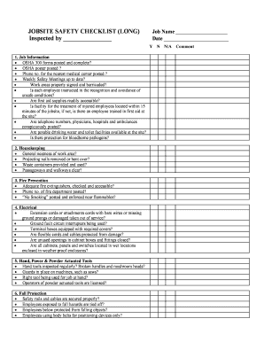 Jobsite Safety Checklist