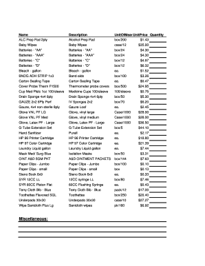 Medical Supply Order Form