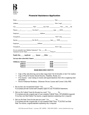 Financial Assistance Application